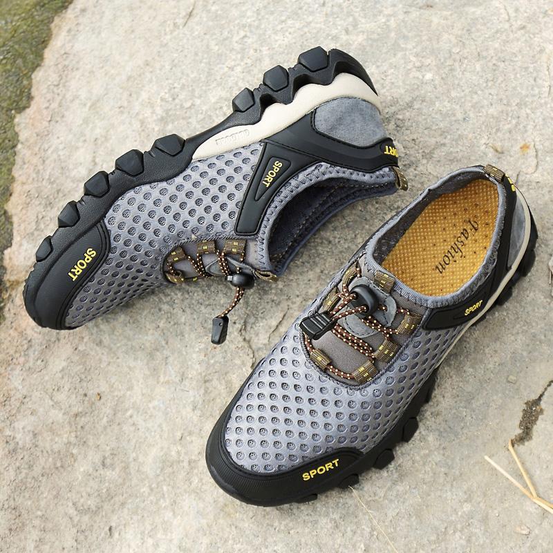 Summer Outdoor Sneakers Men Mesh Canvas Shoes Male Breathable Beach Casual Sneakers Classic Men’s Hiking Shoes Large Size 46
