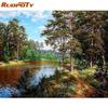 RUOPOTY Frame Forest Landscape Painting By Numbers Kit Acrylic Diy Paint By Numbers Wall Art Picture For Home Decors