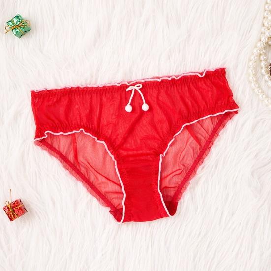 Sexy Mesh Sheer Underwear for Women Red Seamless Low Rise Panties Soft See Through