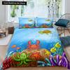 Детский мультяшный комплект постельного белья размера «Кинг»/«Квин» с морскими животными, пододеяльник «Подводный мир», покрывало с морскими обитателями, полиэстеровый чехол для одеяла