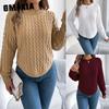 Autumn and Winter Casual Solid Color Twisted Lantern Sleeve Irregular Pullover Sweater Women's Wear