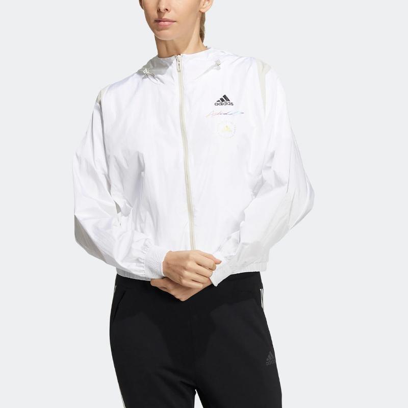 adidas Спортивная тканая куртка с капюшоном с логотипом Женская куртка белая HE9959