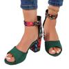 Fashion Women's Shoes 2024 Brand Buckle Strap Women's Sandals Fashion Printing Office and Career New Cover Heel Plus Size Heeled Sandals