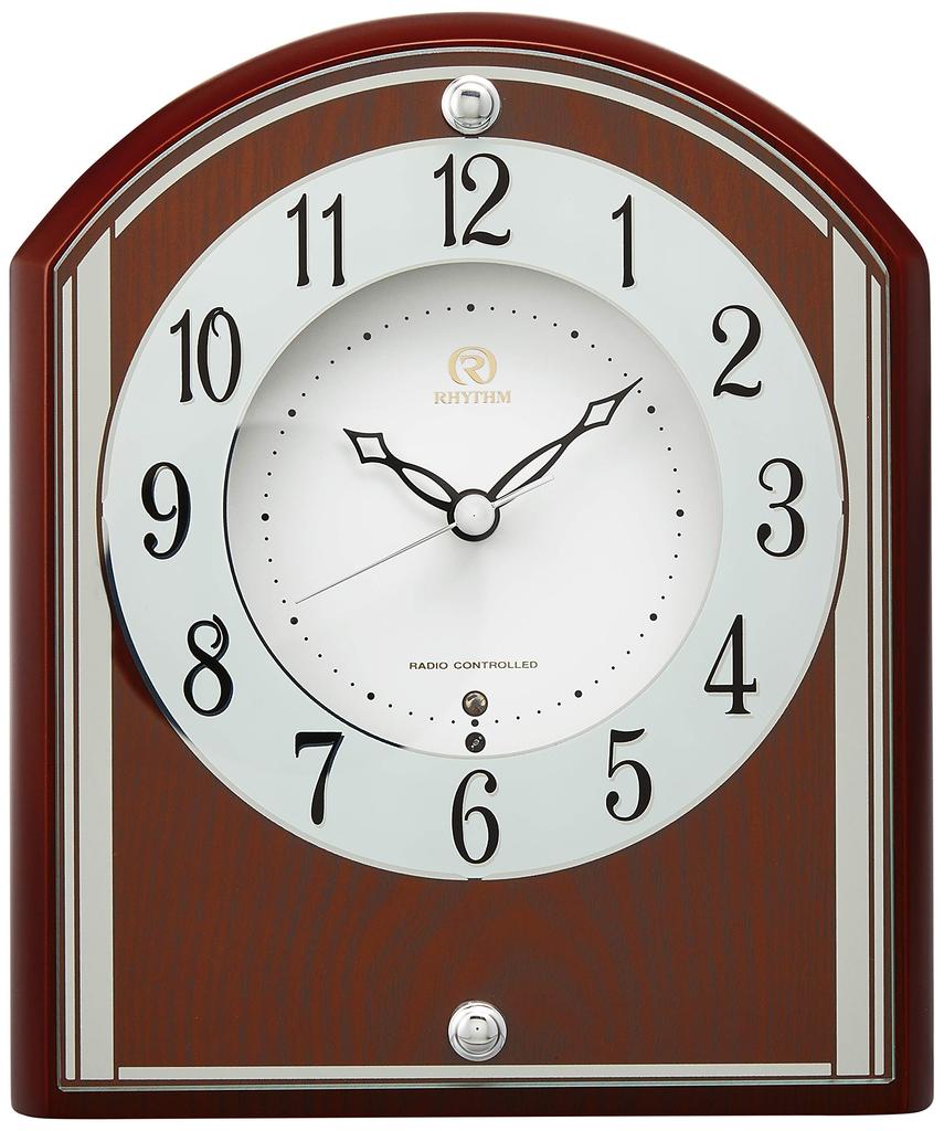 Радиочасы RHYTHM, настольные часы, высококачественные, зеркальная отделка, коричневые 4RY704HG06 RHG-S78 19x16x6.6 см