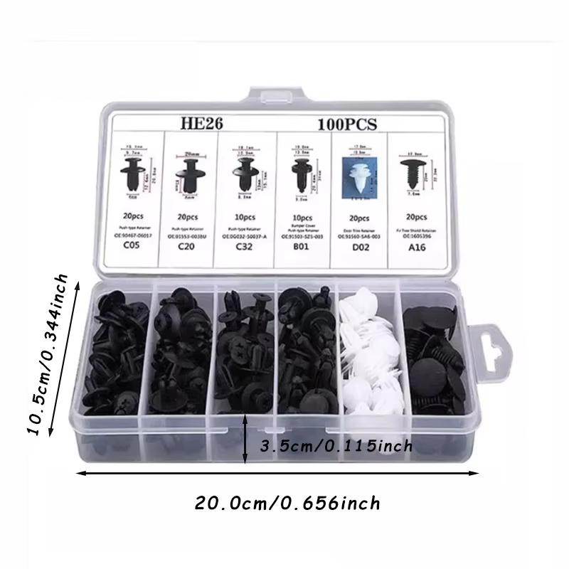 Auto Fastener Clip Mixed Kit 100pcs Set Car Body Push Retainer Pin Rivet Bumper Door Trim Panel Fastener Fender Rivet Clips Car