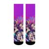 Cyberpunk K-Pop Evil Girl Group Character Men Crew Socks Neon Purple Color K-POP Style Print Socks for Trendy Casual Wear