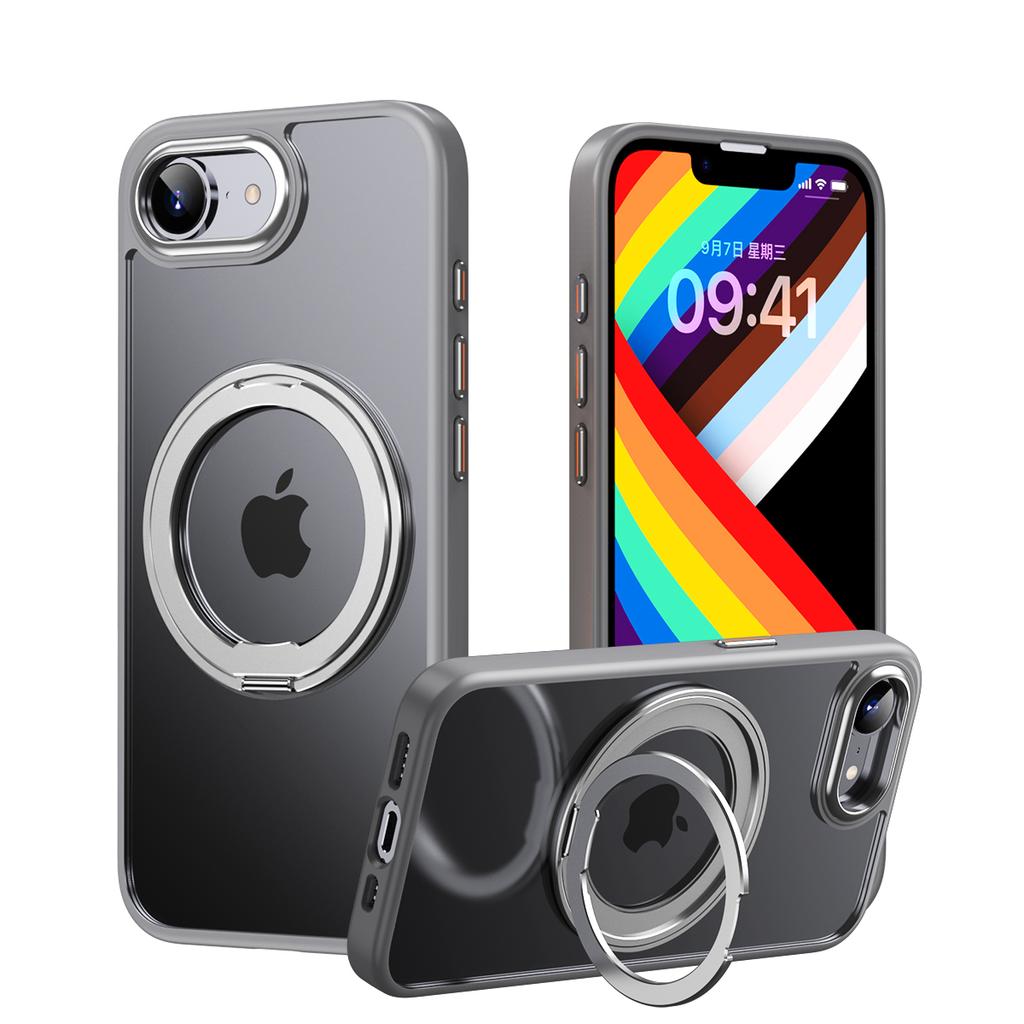 For Magsafe 360 Rotating Magnetic Case For iPhone 17E Stand Holder Clear Shockproof Protection Phone Cover For iPhone 17 E17e