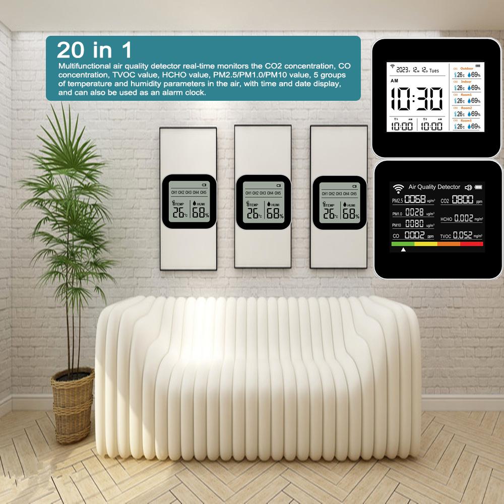 20 в 1 Tuya WIFI Интеллектуальный монитор качества воздуха Внутренний детектор CO2
