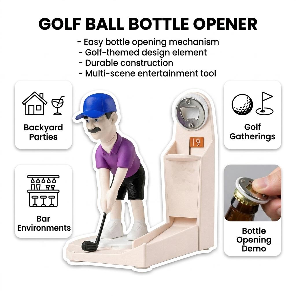 Golf Ball Wine Bottle Opener Novelty Metal Corkscrew for Party Games Creative Barware for Home Bar Picnic and Holiday Gifts 1 Piece