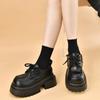 Женские ретро лоферы на толстом каблуке 2025 весна-осень новые в британском студенческом стиле универсальные лоферы на толстой подошве обувь на шнуровке