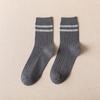 Men's Spring and Autumn Mid-length Socks, Classic Two-bar Sweat-absorbing and Breathable Sports Stockings, Versatile Cotton Socks
