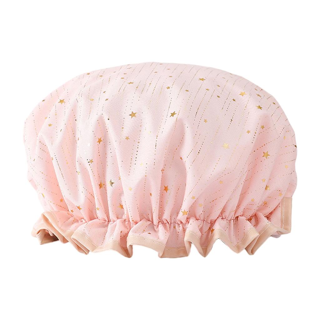 Двойная шапочка для душа Водонепроницаемая шапочка для волос Горячая золотая напечатанная териленовая хлопковая шапочка для душа для купания женщин