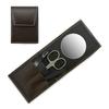 Mont Bleu 3-piece Manicure Set In a Premium Umber Brown Leather Case with Mirror & Crystal Nail File