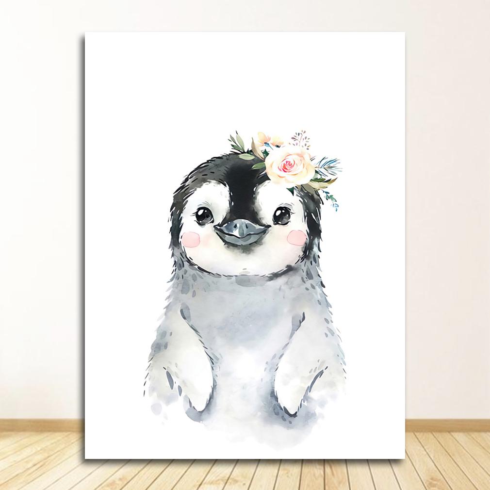 Плакаты на скандинавскую тему и принты, настенная живопись на холсте, настенные картины для детской комнаты, декор для детской комнаты, милый олень, зебра, лев, кролик, свинья, цветок