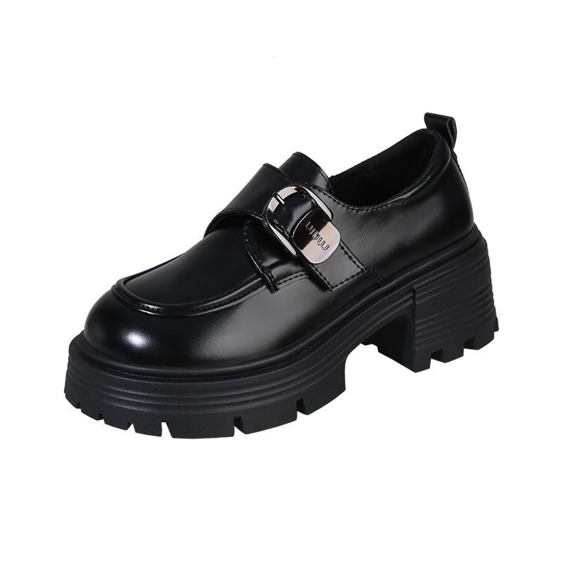 British Style Platform Loafers Women's New Popular Summer and Autumn Black Height-increasing Single Shoes In 2025, One Pedal Small Leather Shoes