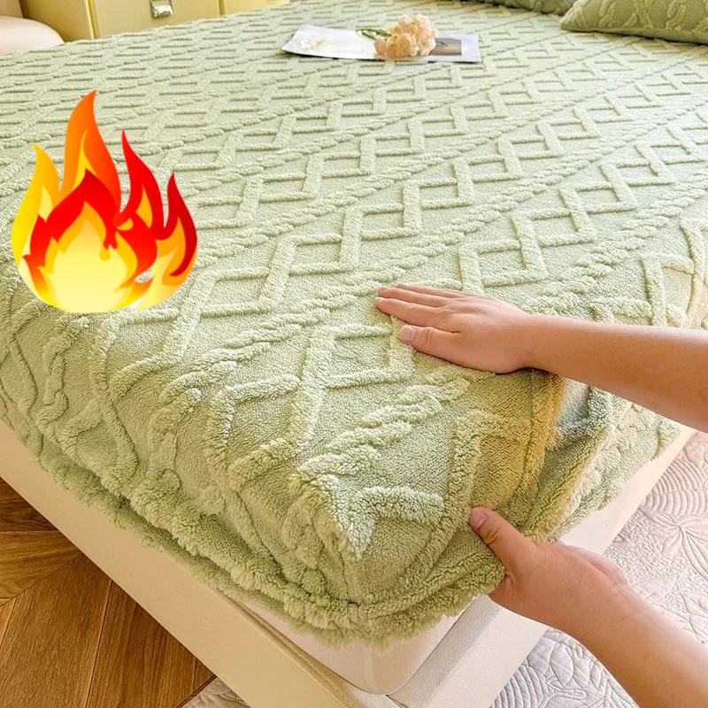 1 шт. Фланелевая флисовая простыня для зимы, теплая, для дивана-кровати, двуспальная, из кораллового флиса, пушистая, на резинке, для двуспальных кроватей, простыни