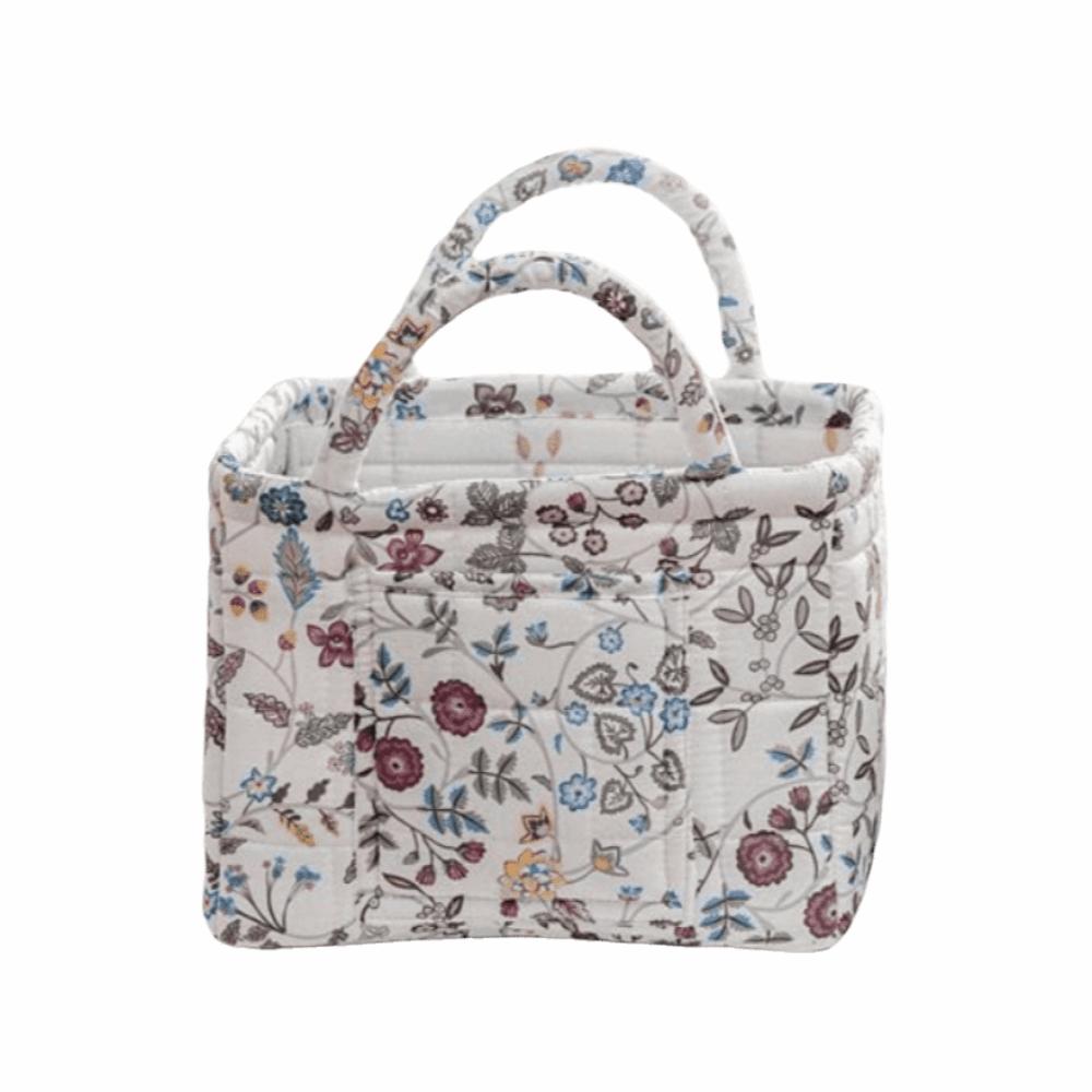 Vintage Foldable Laundry Basket Floral Print Quilted Storage Basket Travel
