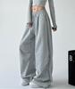 Women Gray Wide Leg Pants Casual High Waist Sweatpants Oversized Long Trousers Loose Straight Pants