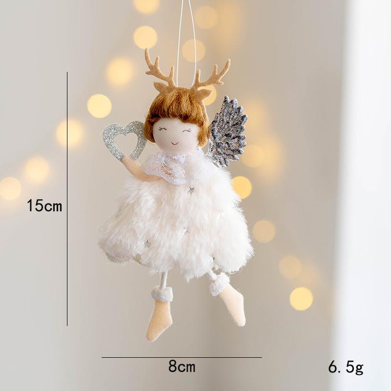 Christmas Plush Angel Girl Pendant Christmas Angel Decoration Desktop Ornament White Pink Angel Pendant New Year 2025