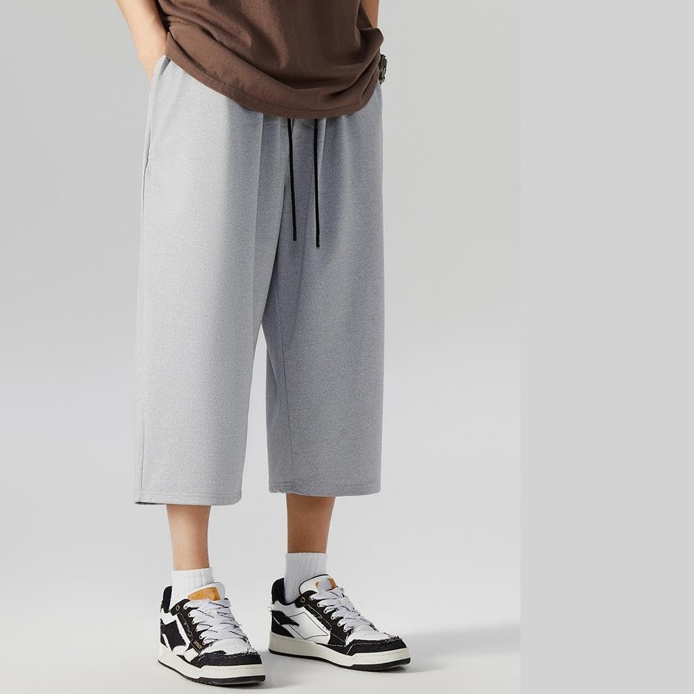 Летние укороченные брюки для мужчин с эластичной талией, повседневные брюки больших размеров