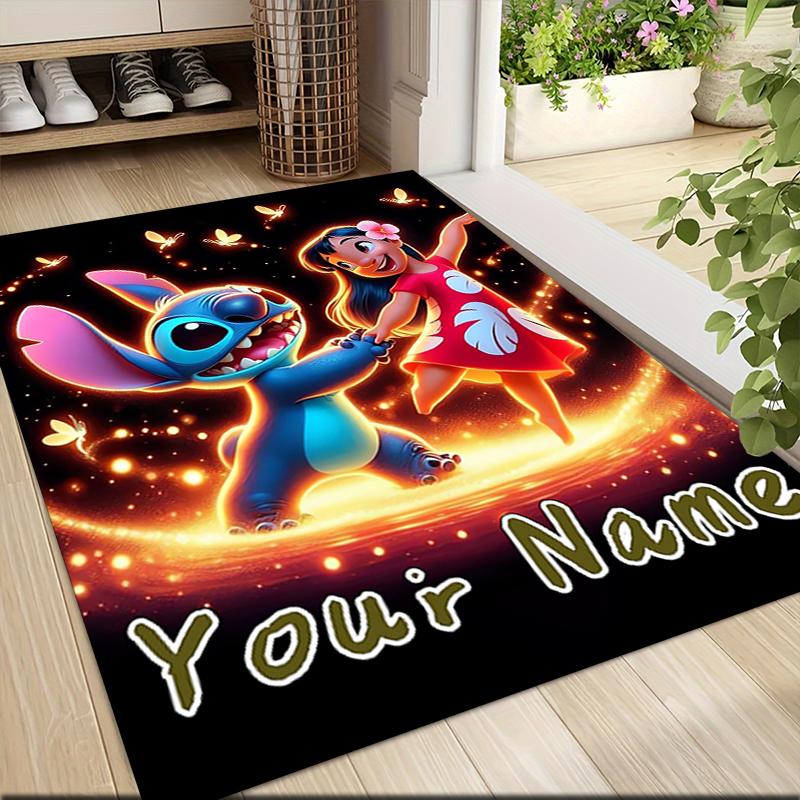 Custom Name "Your Name Stitch Angel" Carpet Rug Customizable Soft Washable Anti-Slip Home Living Room Sofa Mats Personalized Rug. 0909375