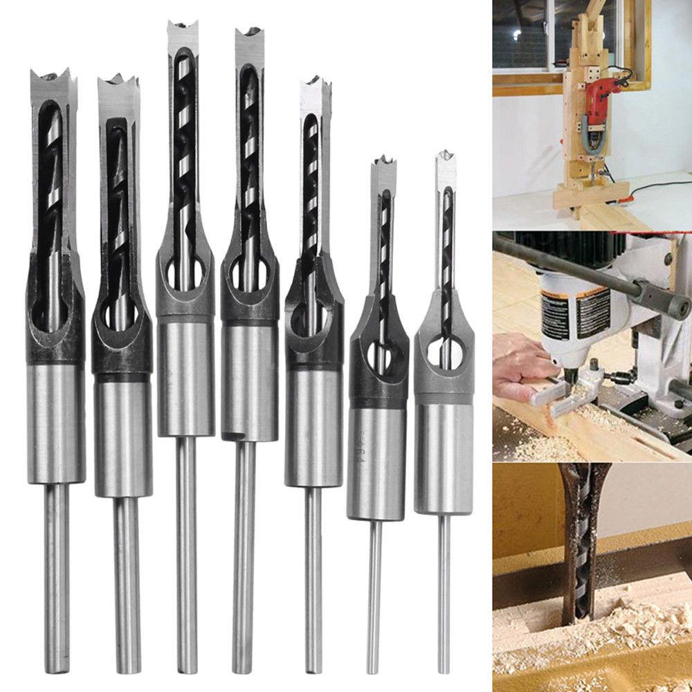 Hollow Square Hole Saw Mortiser Chisel Drill Bit Woodworking Tool
