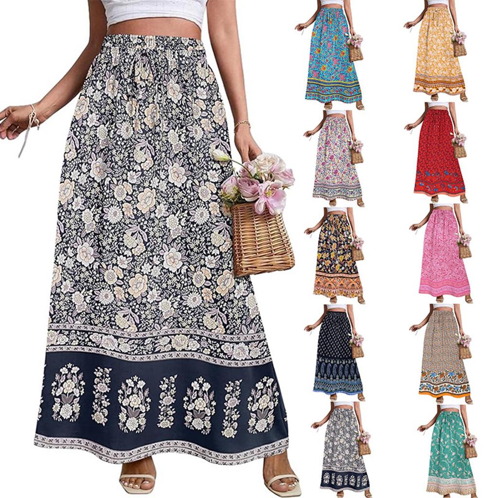Женская юбка летняя с принтом свободная с высокой талией юбка большого размера
