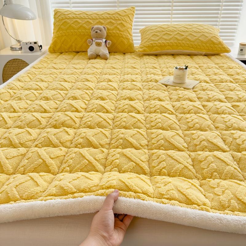 Мягкий фланелевый наматрасник, зимний теплый чехол для матраса с четырьмя углами, эластичная резинка, простыня для односпальной и двуспальной кровати размера «king-size»