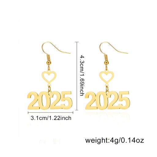 2 пары висячих серег номер 2025 из нержавеющей стали, модная бижутерия, креативные серьги в виде фигуры