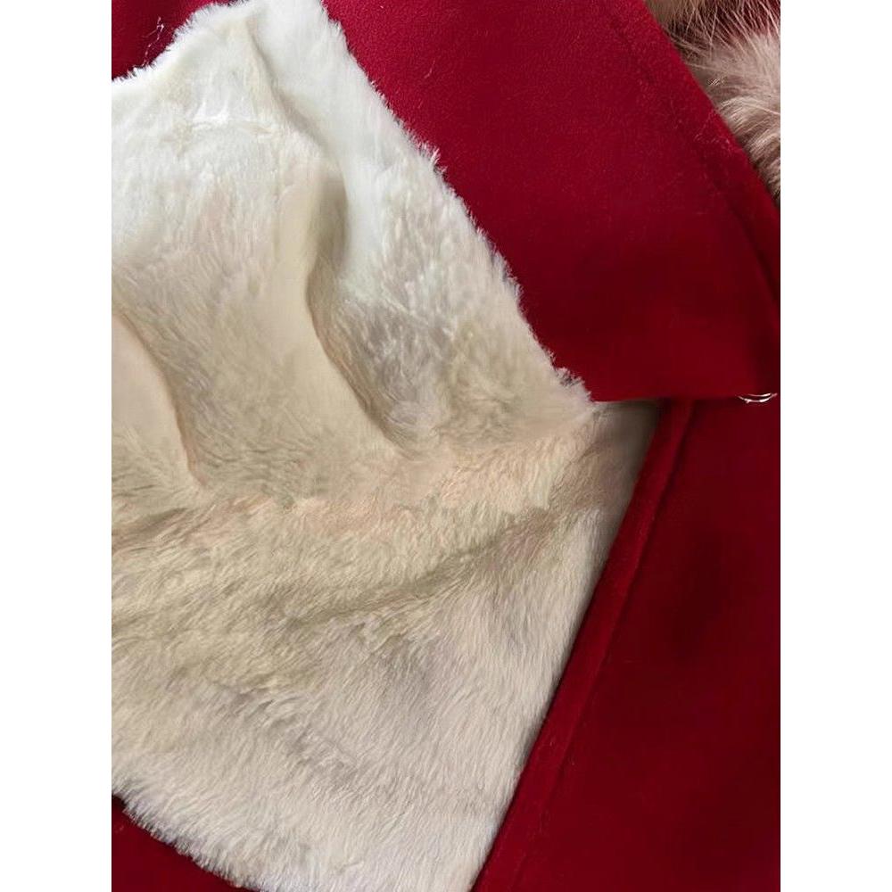 Girl's 3-12Y Coat Autumn and Winter Coat New Coat Children's New Year Clothes Children's Padded Red Clothes