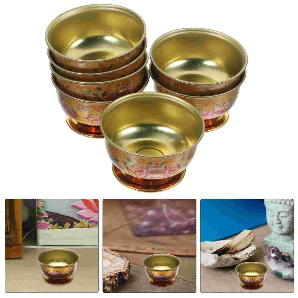 Премиум прочный сплав 7 шт. миска для воды контейнер настольный буддийский кубок подношение языческий декор держатель святой храмовый алтарь