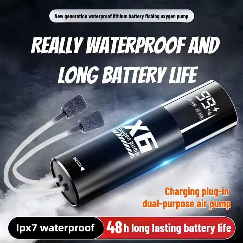 Rechargeable Oxygen Pump for Outdoor Fishing/Aquarium Portable Silent Air Pump with 2 Air Disks Fish Tank Aquarium Accessories