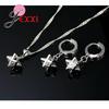 Birthday Gift 925 Sterling Silver Pendant Sets For Women Geometry CZ Austrian Crystal Necklace Earring Jewelry Set