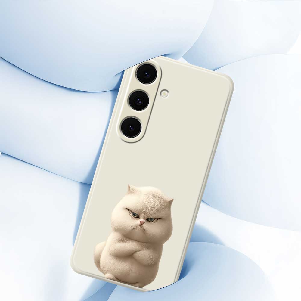 Чехол для Samsung Galaxy S24 FE с принтом «Злой кот», прямой край, задняя крышка из ТПУ