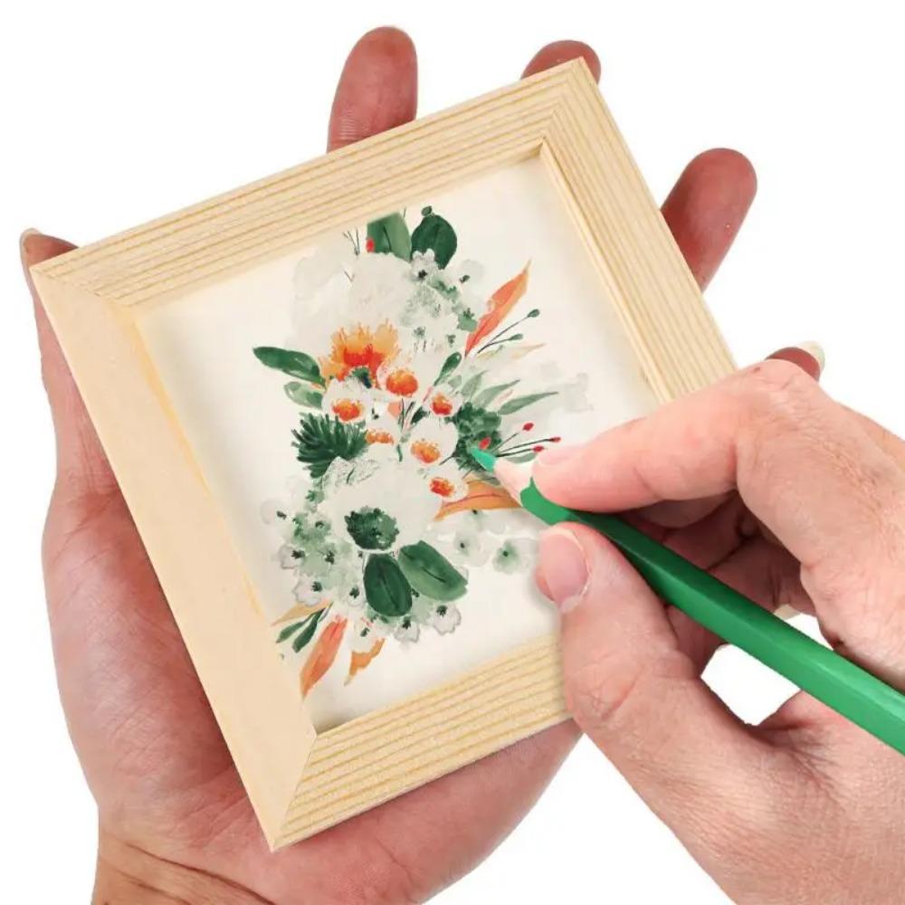 8-5pcs Unfinished Picture Frame Wood DIY Painting Frame Clay Wooden Blank Frames