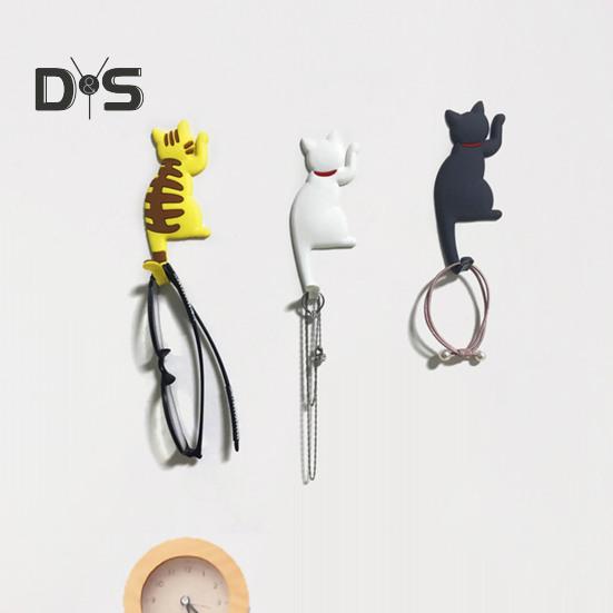 Наклейка на холодильник с крючком, высокая прочность, 3D, реалистичный дизайн с изображением мультяшного кота, декоративная наклейка на холодильник, аксессуар для холодильника