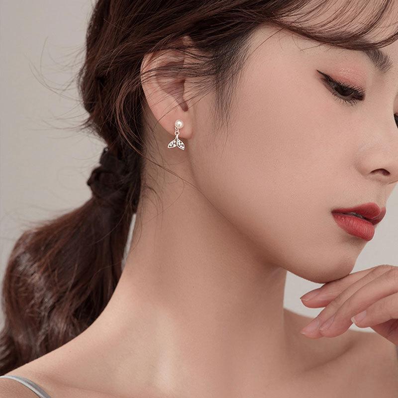 Серьги-гвоздики из стерлингового серебра 925 пробы с жемчугом и рыбьим хвостом, простые серьги для женщин, свадебные украшения, аксессуары для подарков на вечеринку