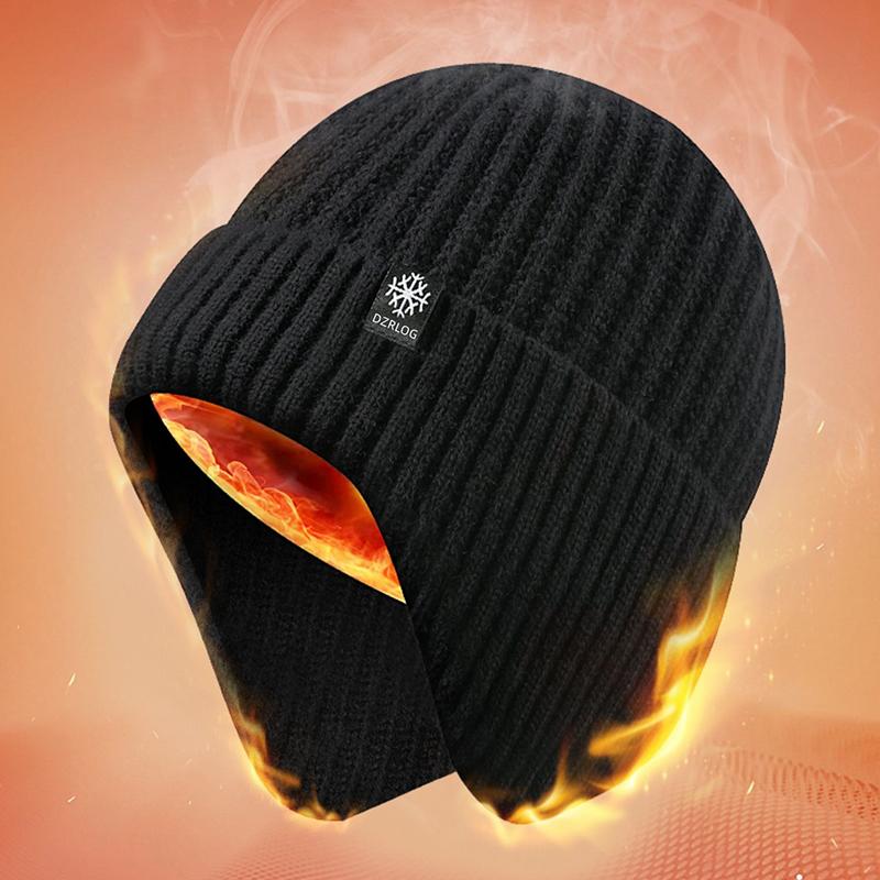 Fleece Winter Hat Knitted Soft Men's Beanie Warm Cap Outdoor Winter Ski Hat