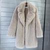 Faux Toka Fur Coat Women's Faux Fur Mid Length Suit Collar Loose Winter Women's Coat Coat
