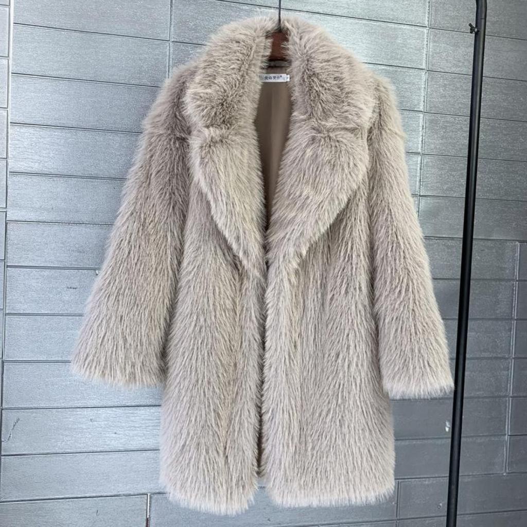 Faux Toka Fur Coat Women's Faux Fur Mid Length Suit Collar Loose Winter Women's Coat Coat