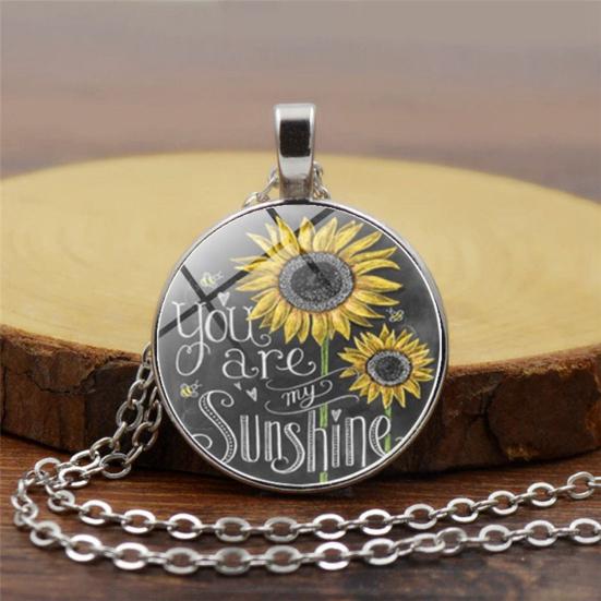Винтажное ожерелье с кабошоном You Are My Sunshine, стеклянная цепочка, ювелирные изделия