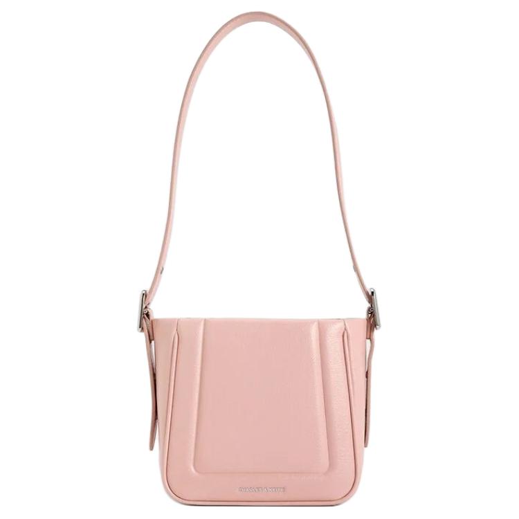 Charles & Keith Soft PU Shoulder Crossbody Bag Medium Women bags Noir Oat Silver CK2-10271304