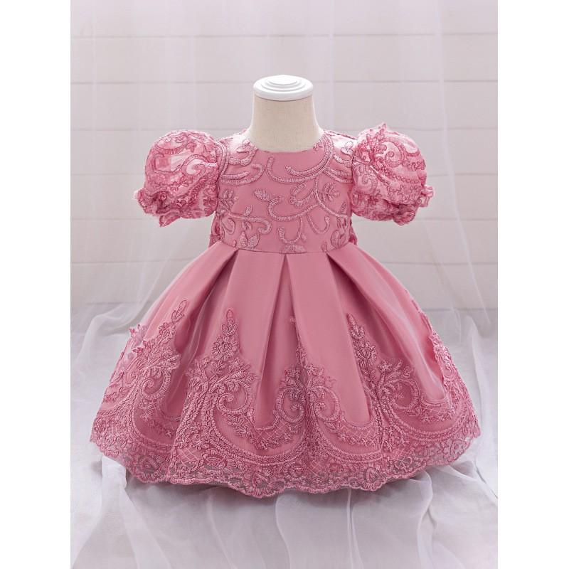 Girls Princess Lace Embroidery Tulle Dress Wedding Party Pageant Performance