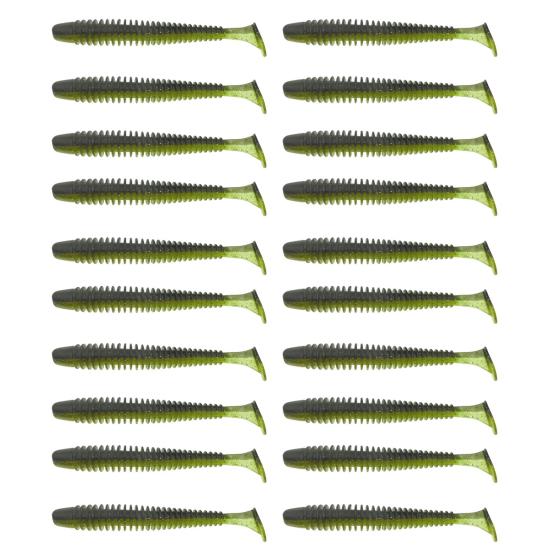 20Pcs Fishing Lures Soft Baits with T-Tail Vibrant Color Mini Size Portable Flexible Fake Lures Artificial Baits