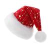 Golden Star Santa Hat Red Christmas Hat with White Fluffy Pompom Fuzzy Xmas Hat for Festive Gathering Christmas New Year Party