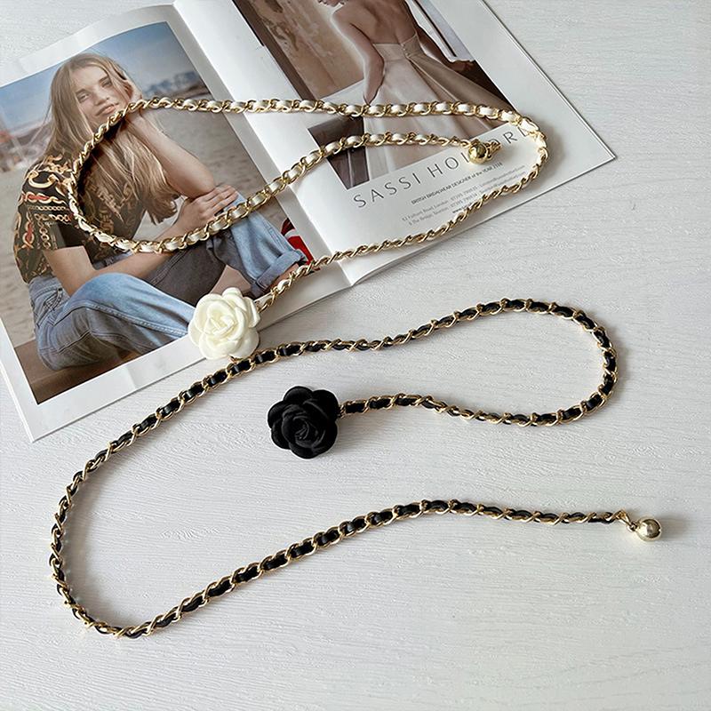 Жемчужная цепочка на талию для женщин Декоративные цветы Тонкий пояс-цепочка для женщин Юбка Повседневная Сладкий ветер