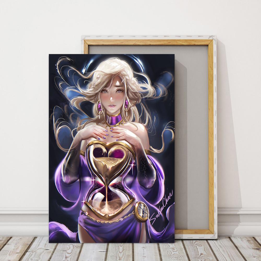 Рамка из цельного дерева, японская анимация, сексуальная девушка, принты плакатов, настенные 1 шт., красота, игра, мультфильм, фильм, холст, картина, модульный декор, изображение для комнаты