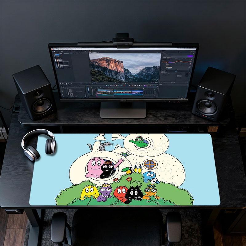 Barbapapa Poster Mouse Pad, Large Gaming Desk Mat, Non-slip XXL Mousepad for Laptop & Tablet, Mini PC Playmat with Stitched Edges