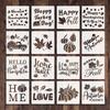 16 Styles, 6 Inches, Thanksgiving, Pumpkin Maple Leaves, Autumn Stories, DIY Wooden Signs, Wall Fabric Decorative Paintings, Hollow Templates