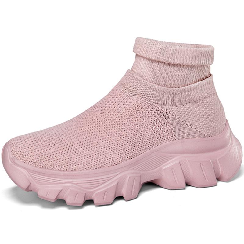 Unisex Breathable High Elastic Sock Type Thick Sole Height Increasing Casual Sports Sneakers